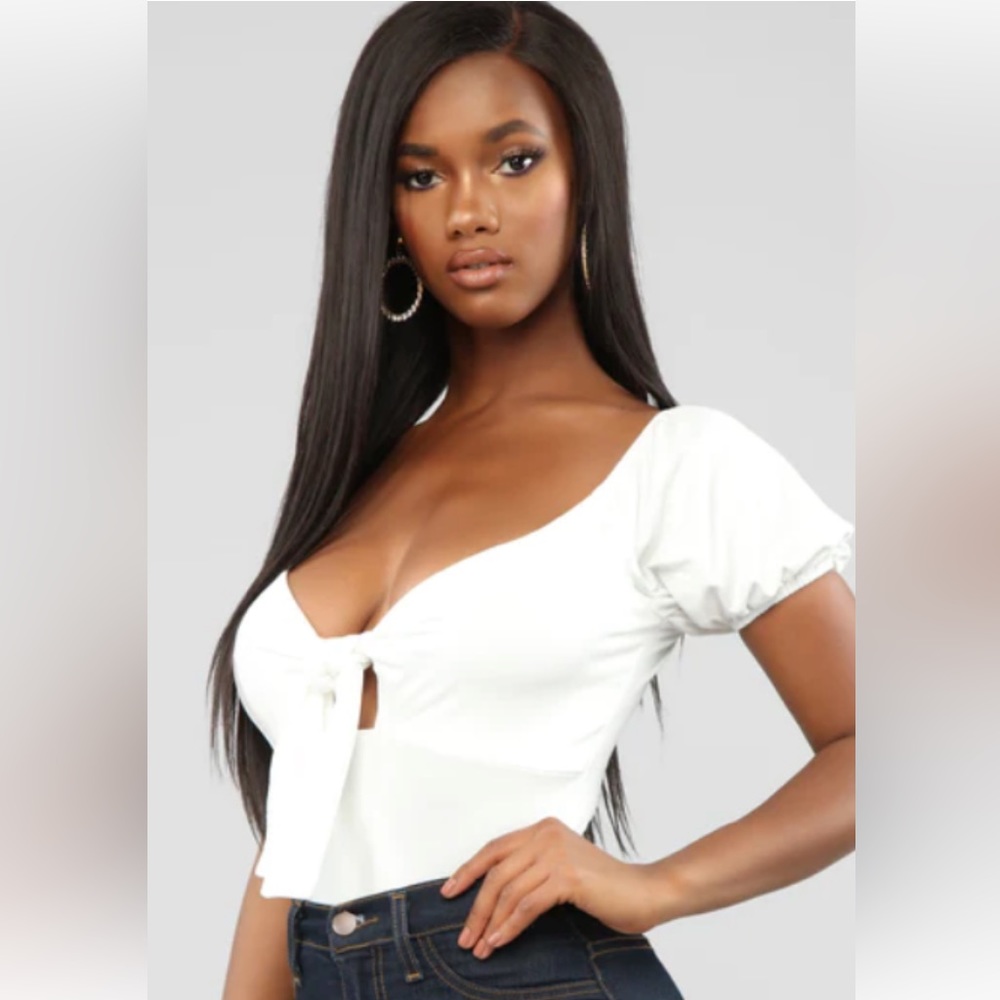 White tie front blouse